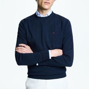 Carolina Herrera Wool Navy Sweater Red Stitching